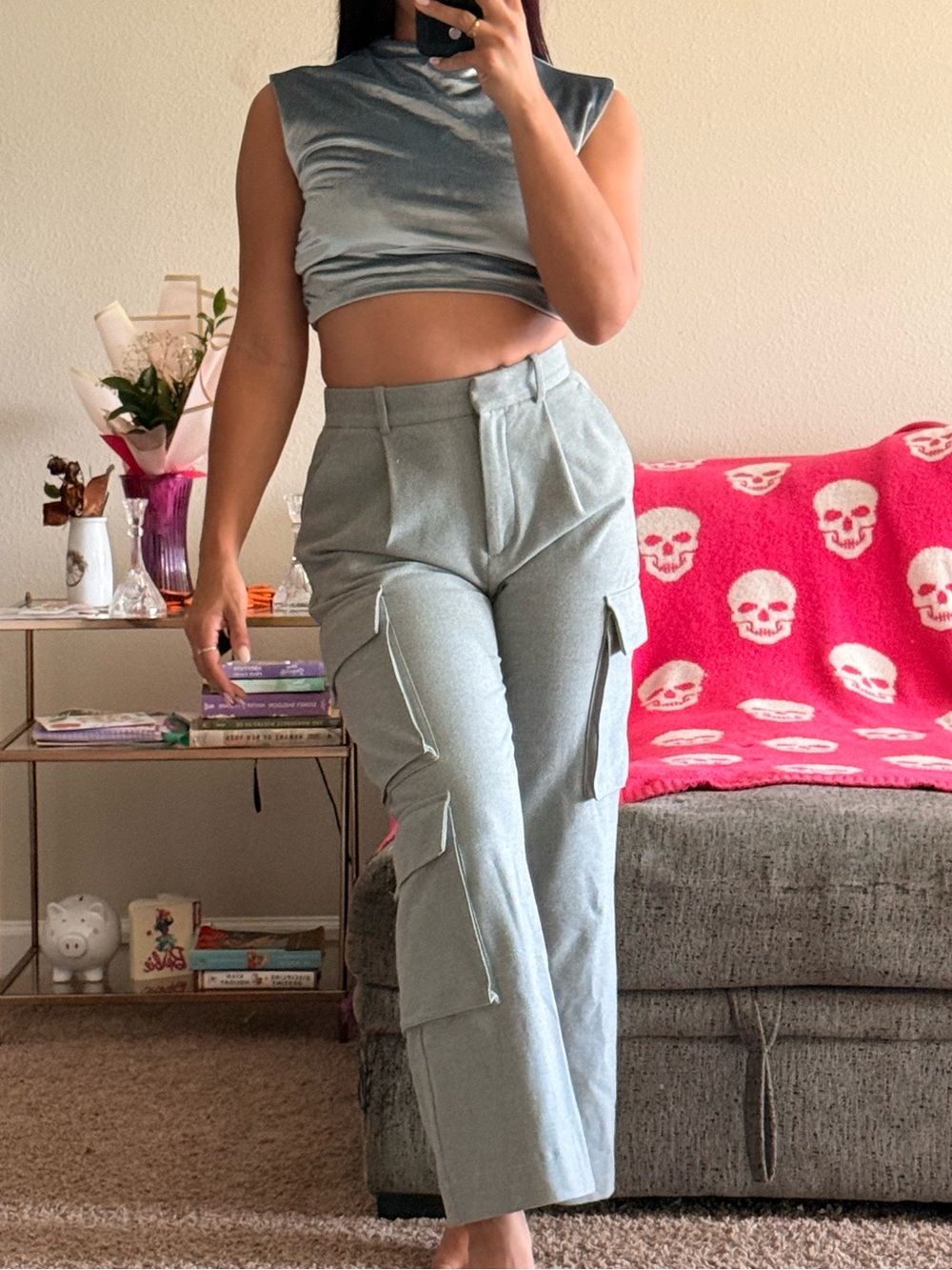 Abercrombie Wide-Leg Cargo Pants - Grey